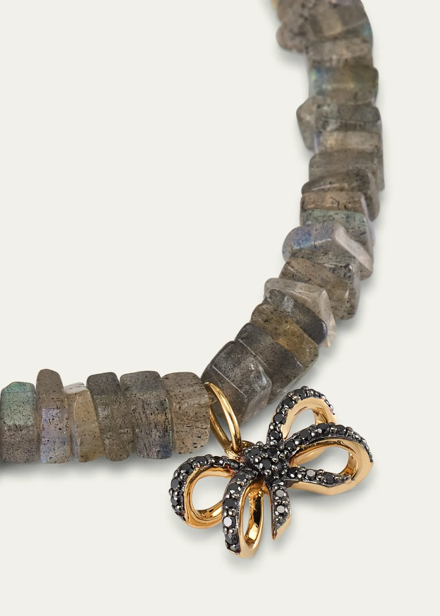 Sydney Evan14K Pave and Labradorite Bracelet with Double Bow Charm