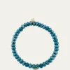 Sydney Evan14K Pave Diamond Happy Face on Teal Quartz Stretch Bracelet