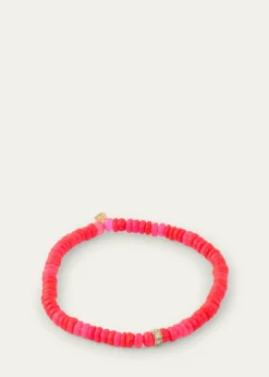 Sydney Evan14K Pave Diamond 4mm Wheel on Hot Pink Opal Bracelet
