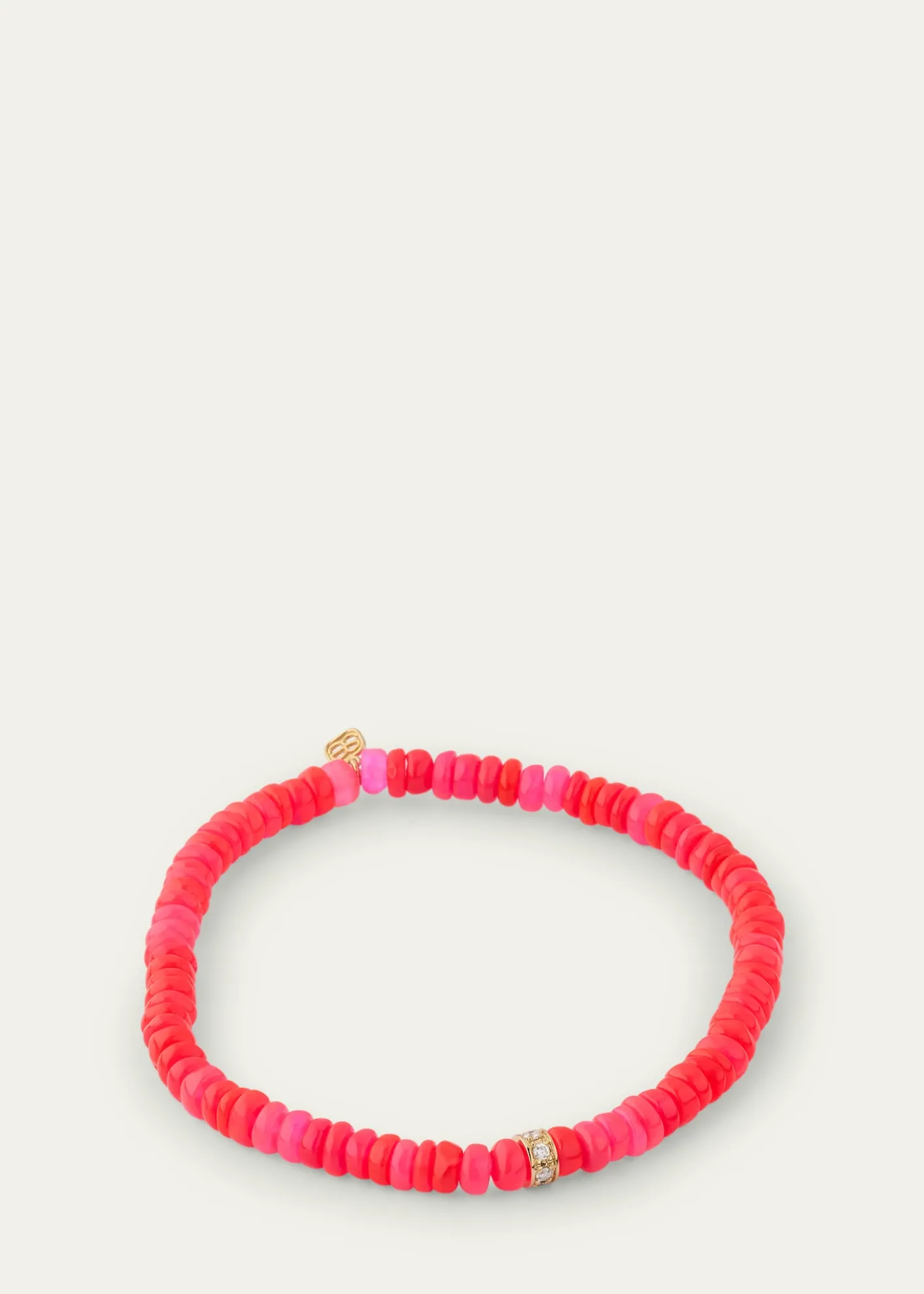 Sydney Evan14K Pave Diamond 4mm Wheel on Hot Pink Opal Bracelet