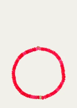 Sydney Evan14K Pave Diamond 4mm Wheel on Hot Pink Opal Bracelet