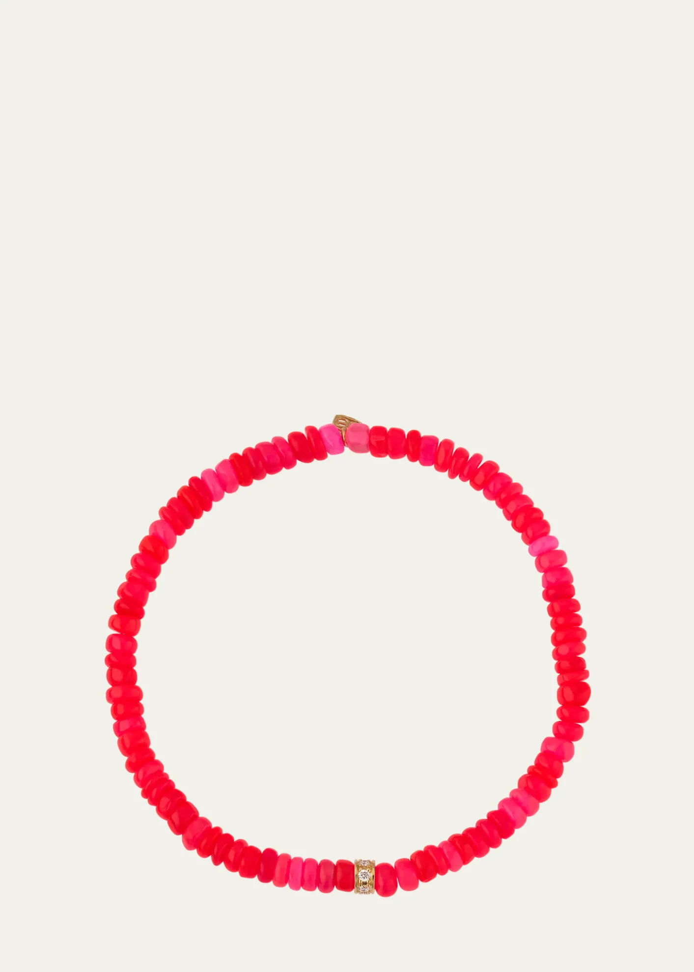 Sydney Evan14K Pave Diamond 4mm Wheel on Hot Pink Opal Bracelet