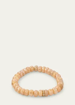 Sydney Evan14K Pink Opal and Diamond Bezel 8mm Rondelle on Moonstone Bracelet