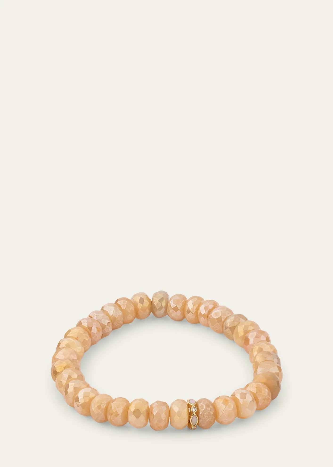 Sydney Evan14K Pink Opal and Diamond Bezel 8mm Rondelle on Moonstone Bracelet