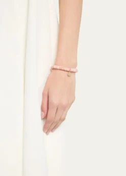 Sydney Evan14k Pink Opal Wheel Bracelet with Diamond Evil Eye Charm