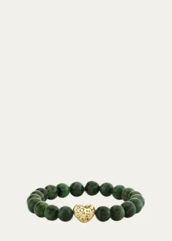 Sydney Evan14K Puffy Icon Wallpaper Heart on Green Bead Bracelet