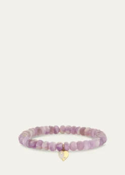 Sydney Evan14K Purple Yin-Yang Heart on Amethyst Stretch Bracelet