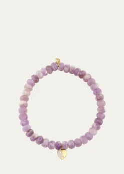 Sydney Evan14K Purple Yin-Yang Heart on Amethyst Stretch Bracelet