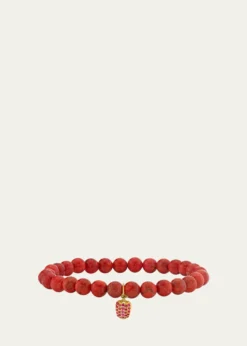 Sydney Evan14K Ruby Bell Pepper on Red Coral Stretch Bracelet