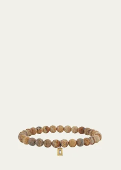Sydney Evan14K Single Baguette Diamond on Jasper Stretch Bracelet