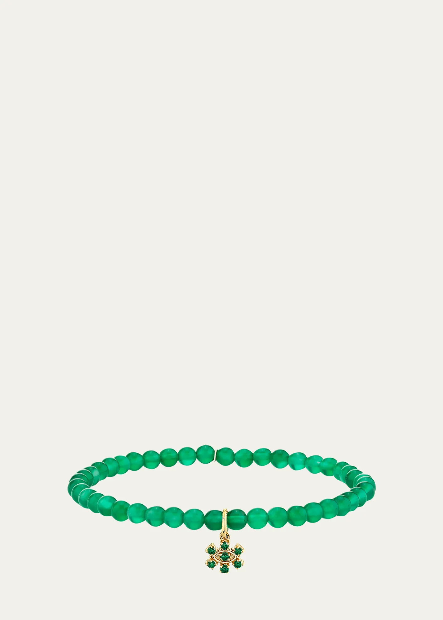 Sydney Evan14K Small Marquise Emerald Charm on Green Onyx Bracelet
