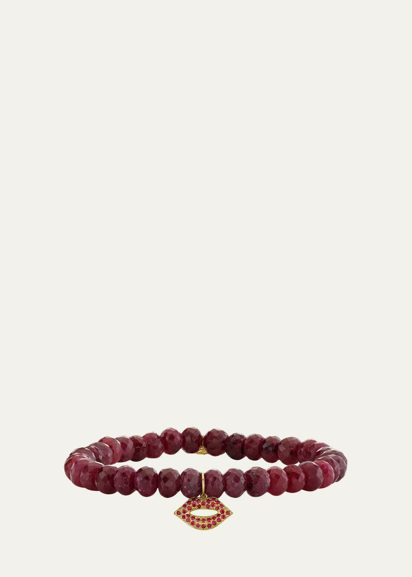 Sydney Evan14K Small Ruby Lips on Red Corundum Stretch Bracelet