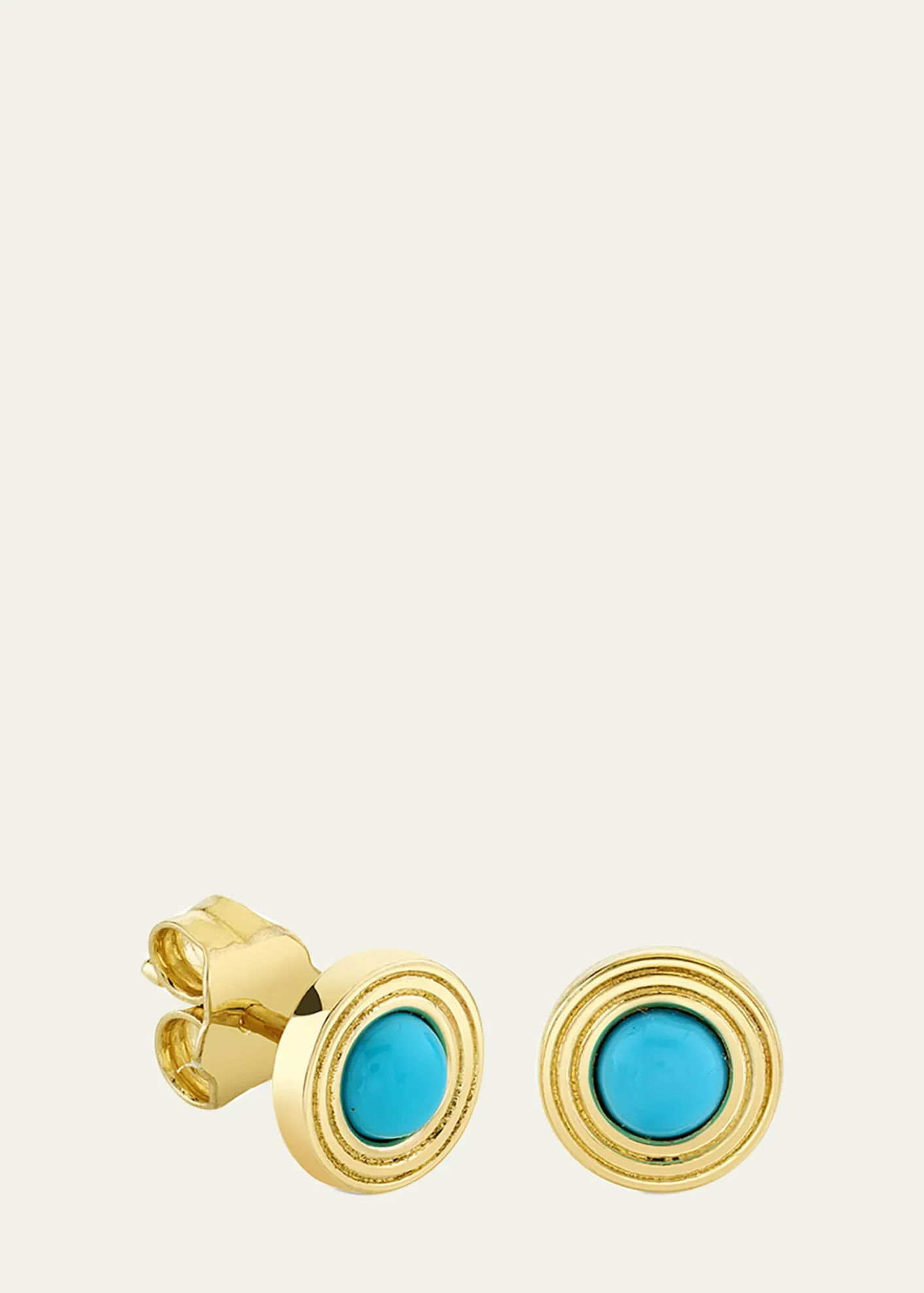 Sydney Evan14K Turquoise Fluted Bezel Stud Earrings