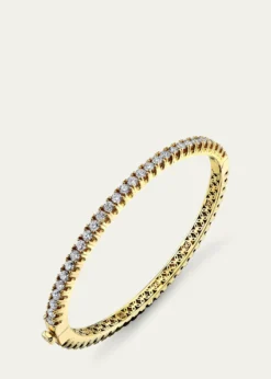 Sydney Evan14K Yellow Gold Large Double Sided Pave Diamond Bangle