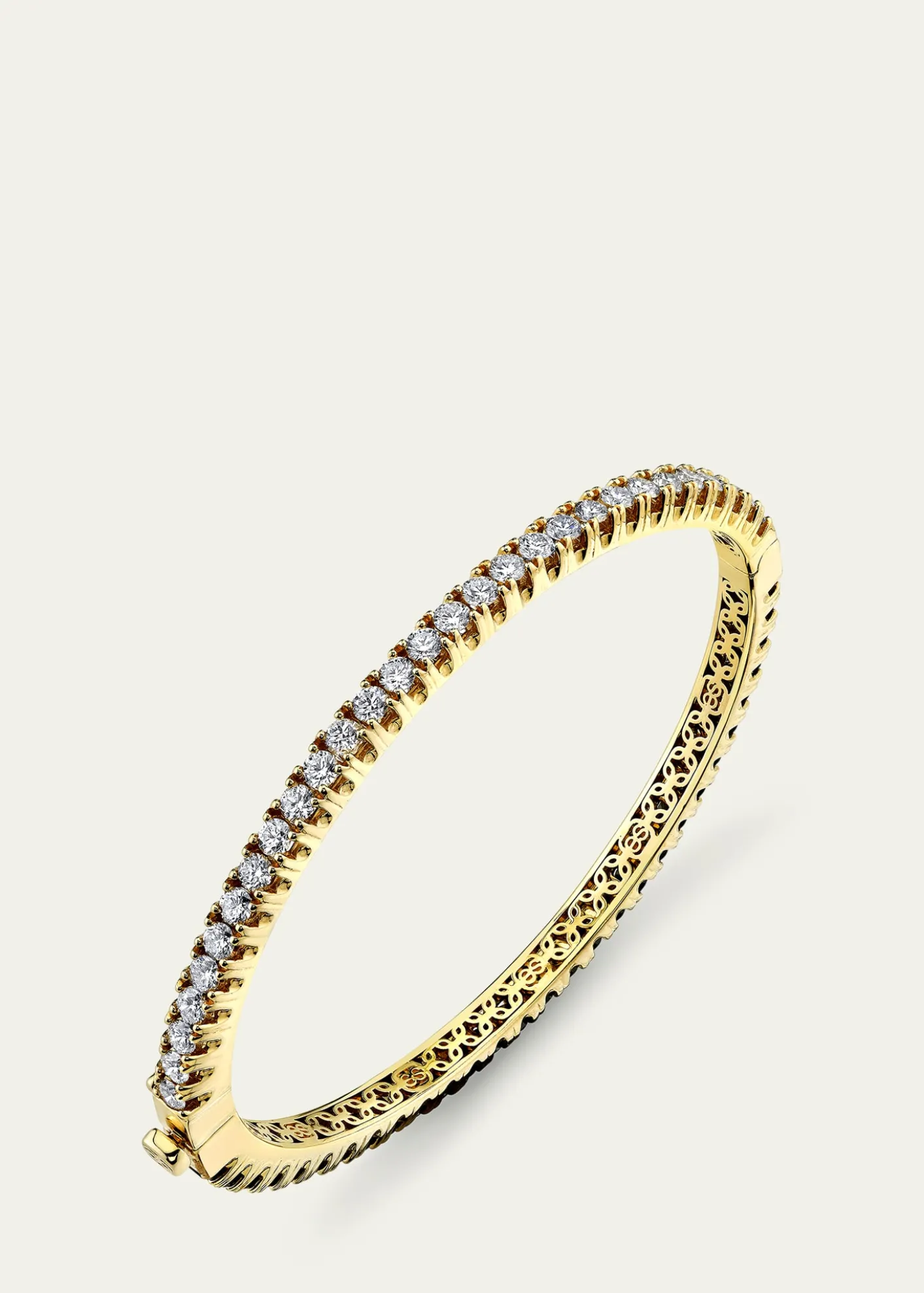 Sydney Evan14K Yellow Gold Large Double Sided Pave Diamond Bangle