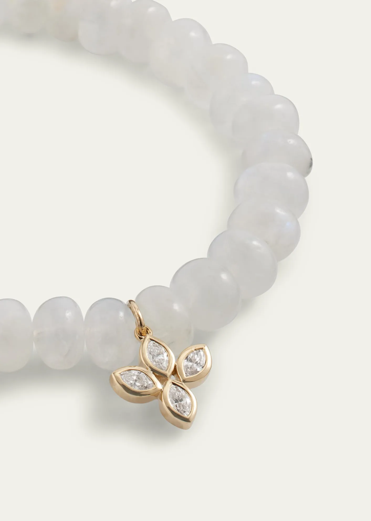 Sydney Evan14K Yellow Gold Marquis Diamond Flower Charm Bracelet