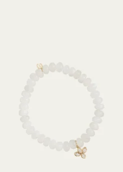 Sydney Evan14K Yellow Gold Marquis Diamond Flower Charm Bracelet