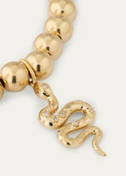 Sydney Evan14K Yellow Gold Etched Snake Charm Bead Bracelet