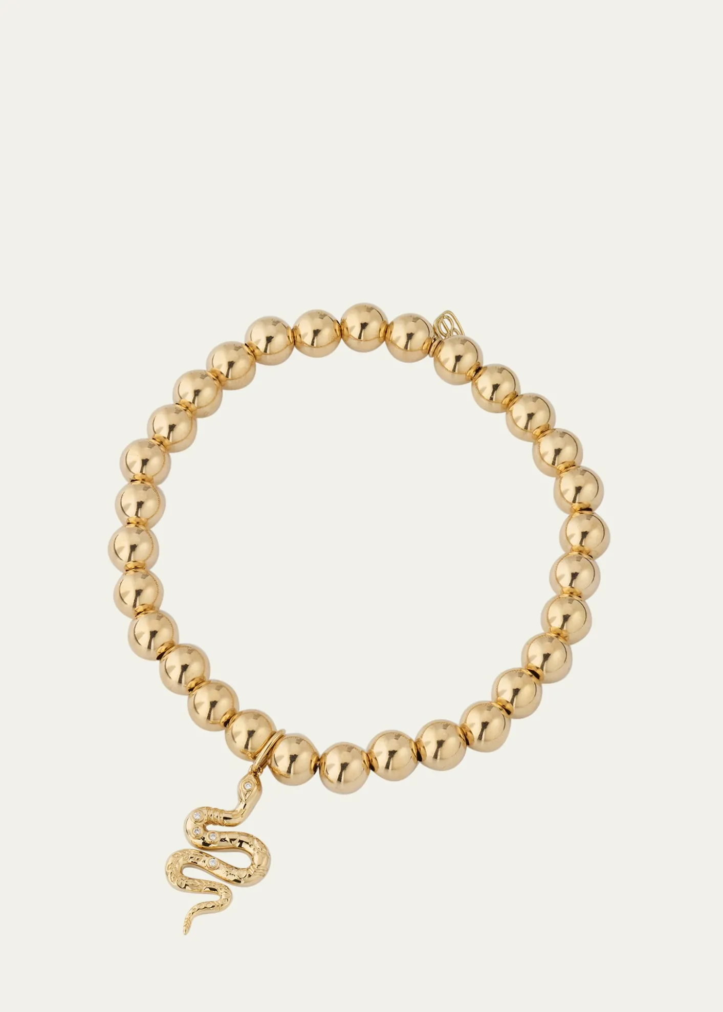 Sydney Evan14K Yellow Gold Etched Snake Charm Bead Bracelet