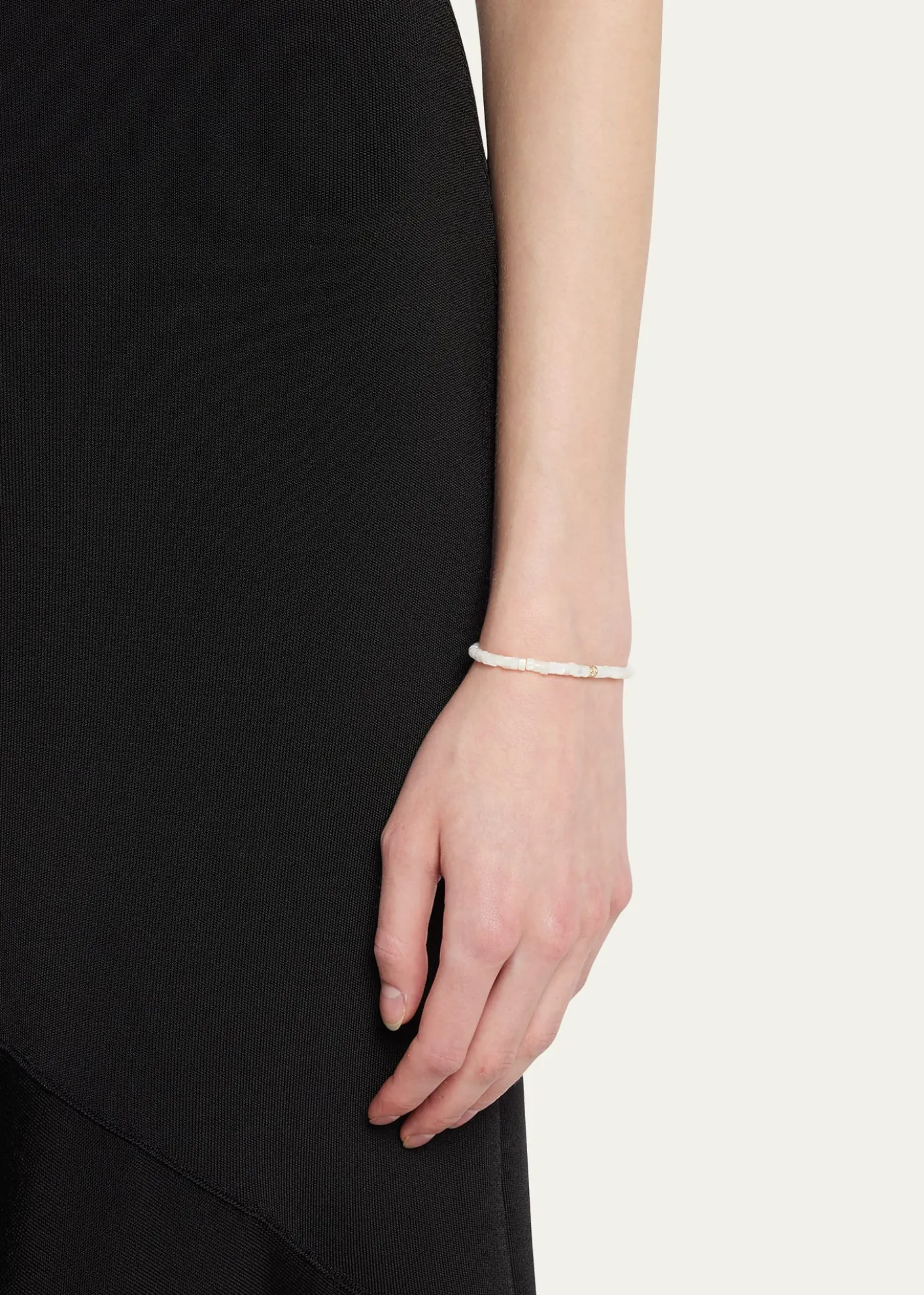 Sydney Evan14K Yellow Gold Scallop Edge Pave Rondelle and Mother-of-Pearl Bracelet