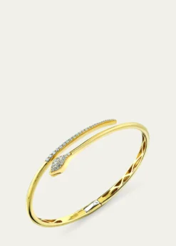 Sydney Evan14K Yellow Gold Pave Diamond Small Snake Hinge Bangle Bracelet