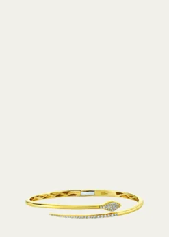 Sydney Evan14K Yellow Gold Pave Diamond Small Snake Hinge Bangle Bracelet
