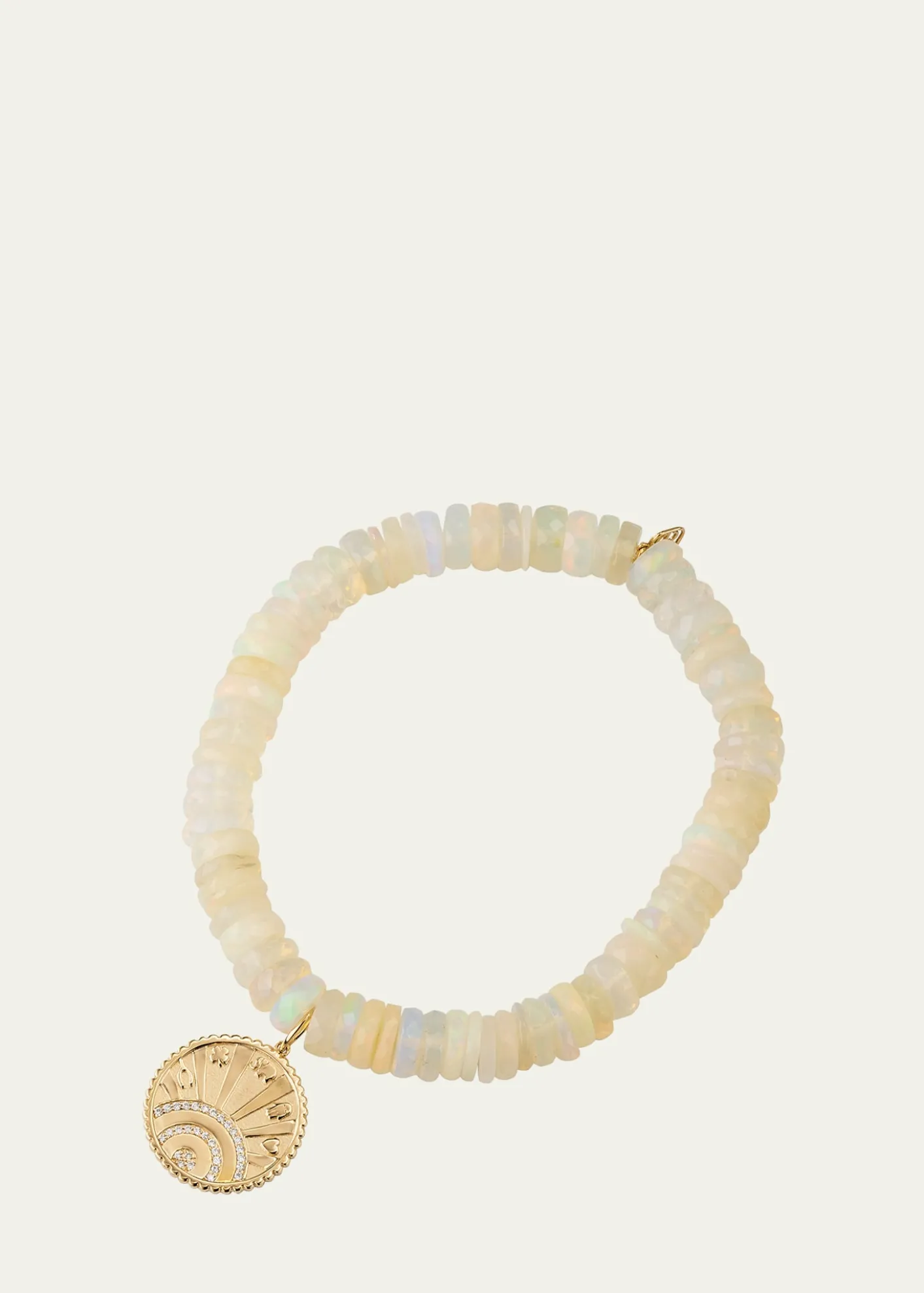 Sydney Evan14K Yellow Gold Small Pave Diamond Luck Coin Bracelet
