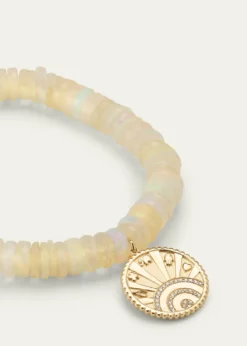 Sydney Evan14K Yellow Gold Small Pave Diamond Luck Coin Bracelet