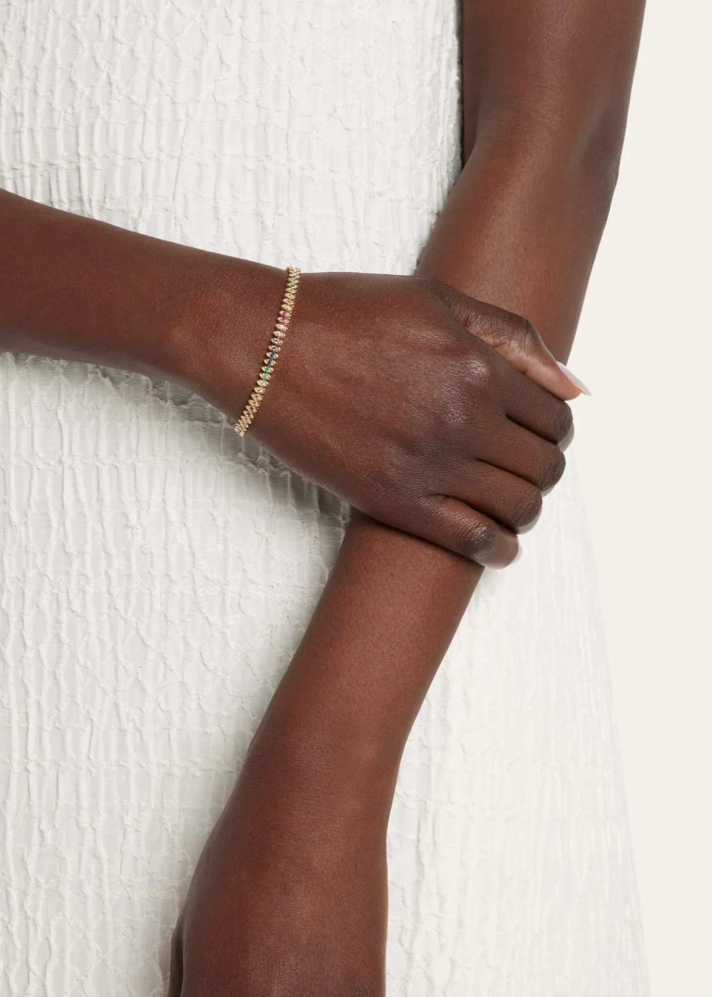 Sydney Evan14k Yellow Gold Marquise Evil Eye Tennis Bracelet