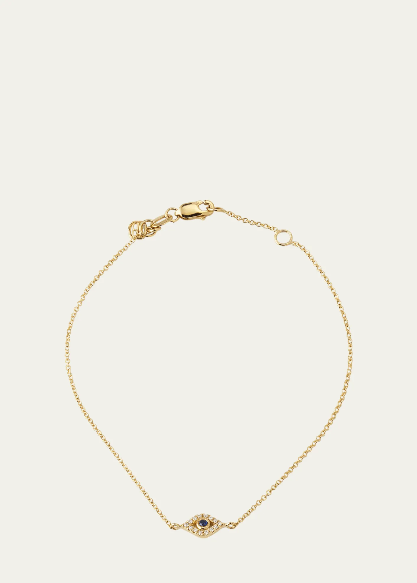 Sydney Evan14K Yellow Gold and Diamond Small Bezel Evil Eye Bracelet
