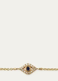 Sydney Evan14K Yellow Gold and Diamond Small Bezel Evil Eye Bracelet