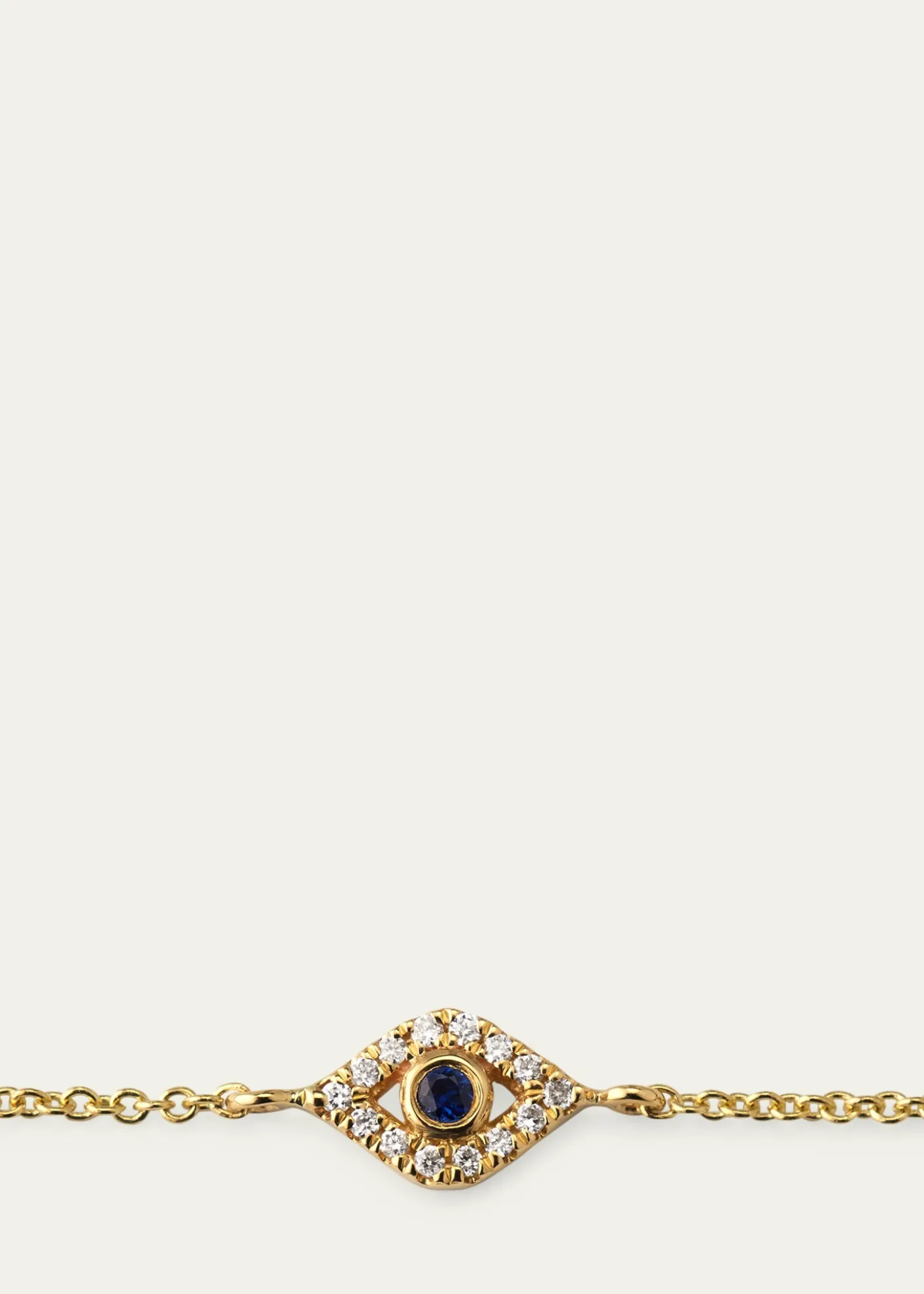 Sydney Evan14K Yellow Gold and Diamond Small Bezel Evil Eye Bracelet