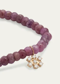 Sydney EvanMarquise Eye Prong-Set Flower on Pink Sapphire Bead Bracelet