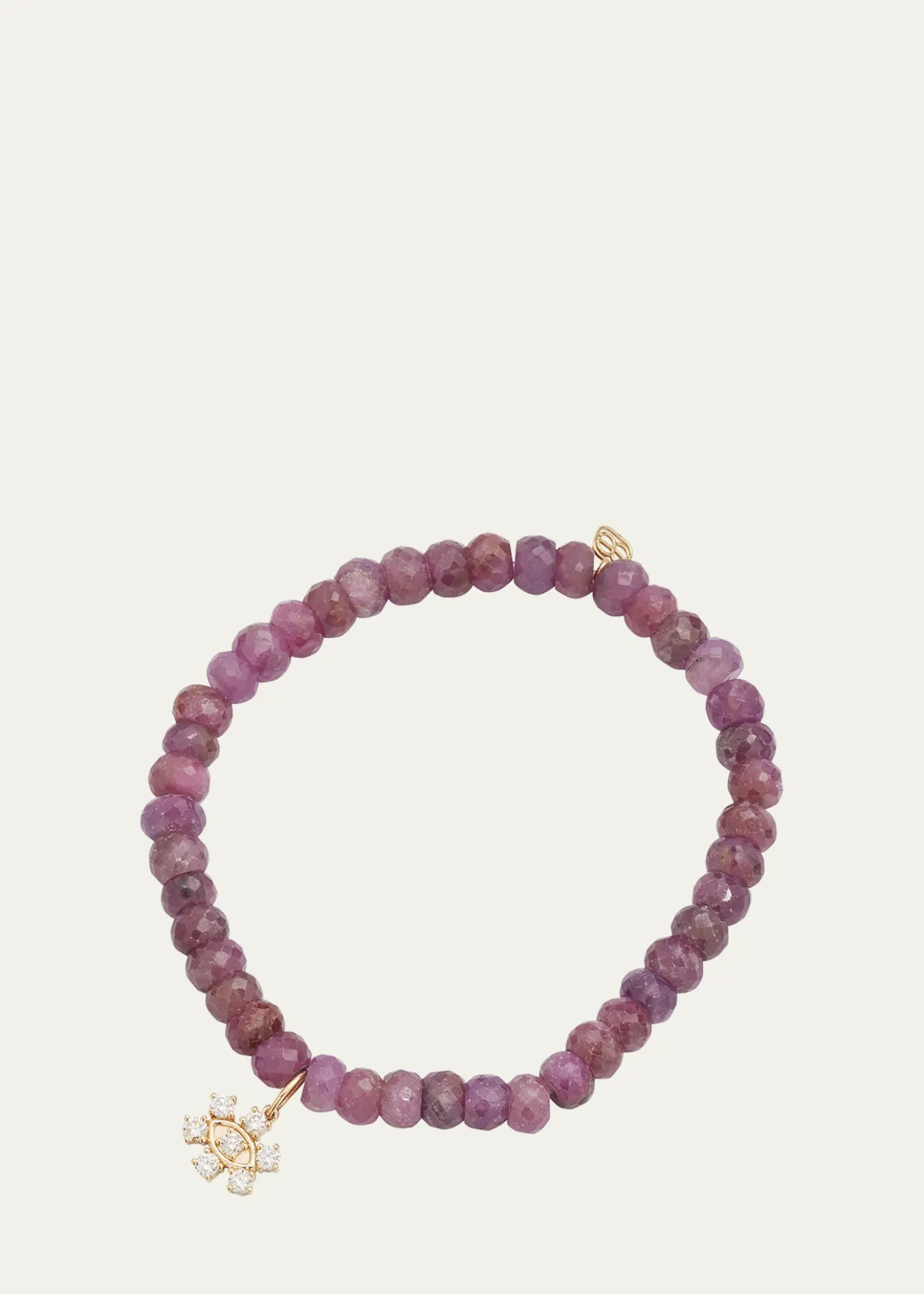 Sydney EvanMarquise Eye Prong-Set Flower on Pink Sapphire Bead Bracelet