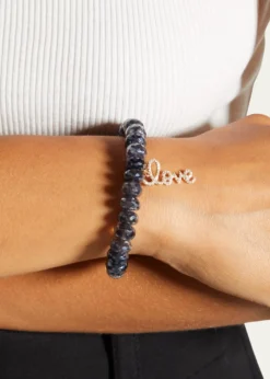 Sydney EvanMedium Love Script on 10mm Iolite Bracelet