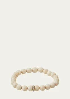 Sydney Evan8mm Cream Jasper Spike Spacer Stretch Bracelet