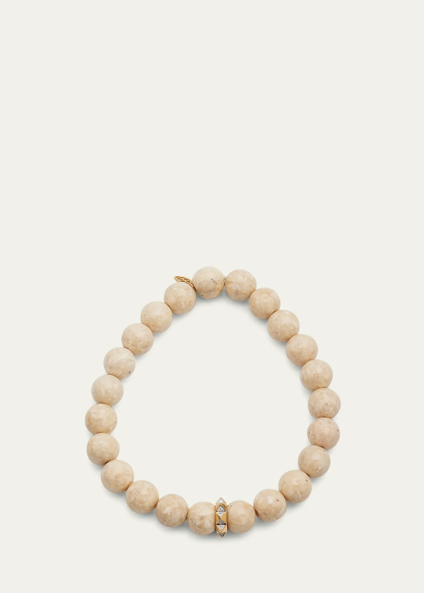 Sydney Evan8mm Cream Jasper Spike Spacer Stretch Bracelet