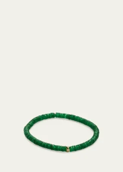 Sydney Evan4mm Diamond Eternity Rondelle on Green Aventurine Wheel Bead Bracelet