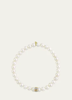 Sydney Evan6mm Eternity Heart Diamond Rondelle on Pearl Stretch Bracelet