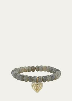 Sydney EvanMoonstone Bead & Diamond Marquise Eye Heart Charm Bracelet