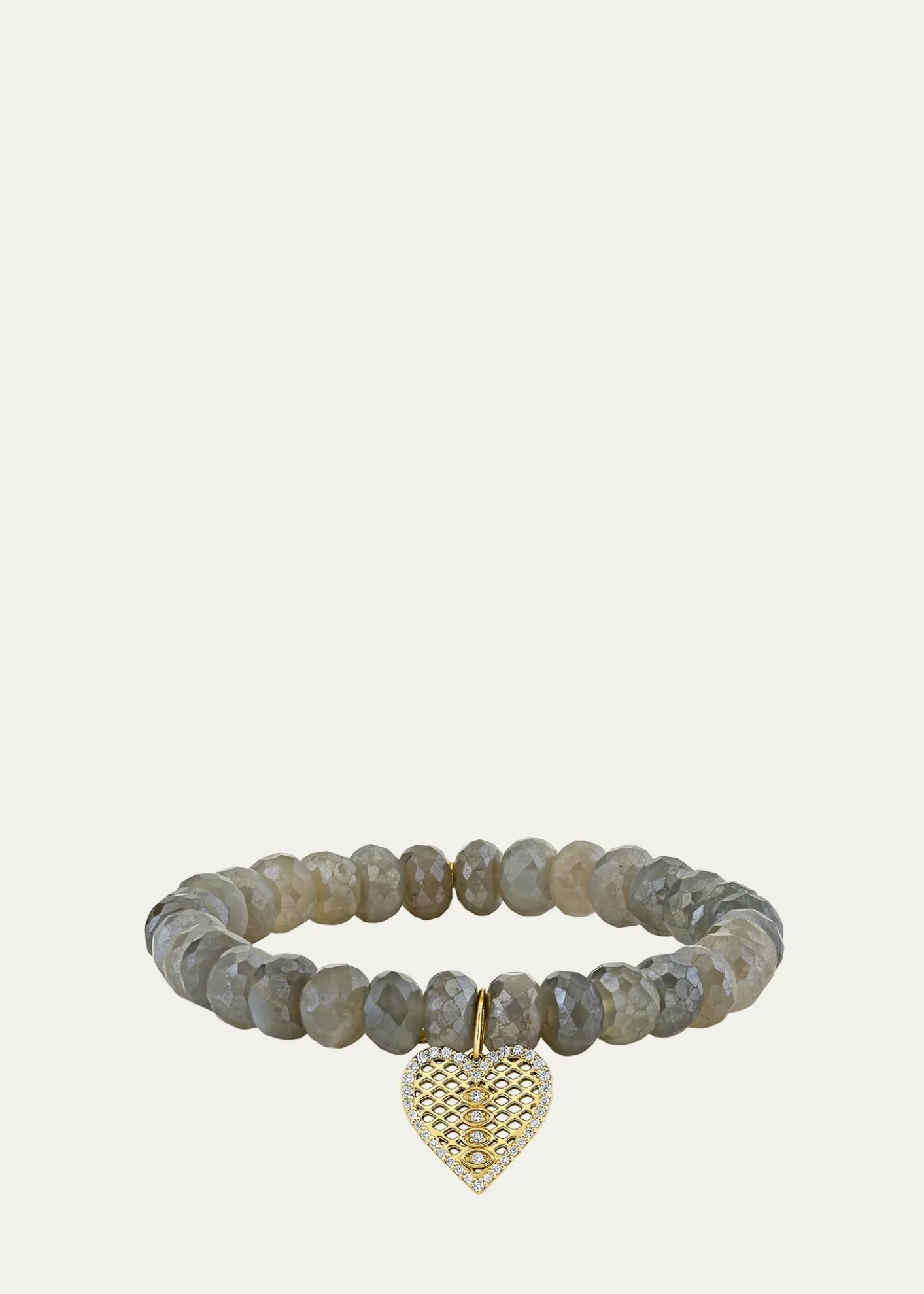 Sydney EvanMoonstone Bead & Diamond Marquise Eye Heart Charm Bracelet