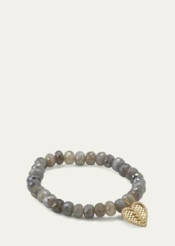 Sydney EvanMoonstone Bead & Diamond Marquise Eye Heart Charm Bracelet