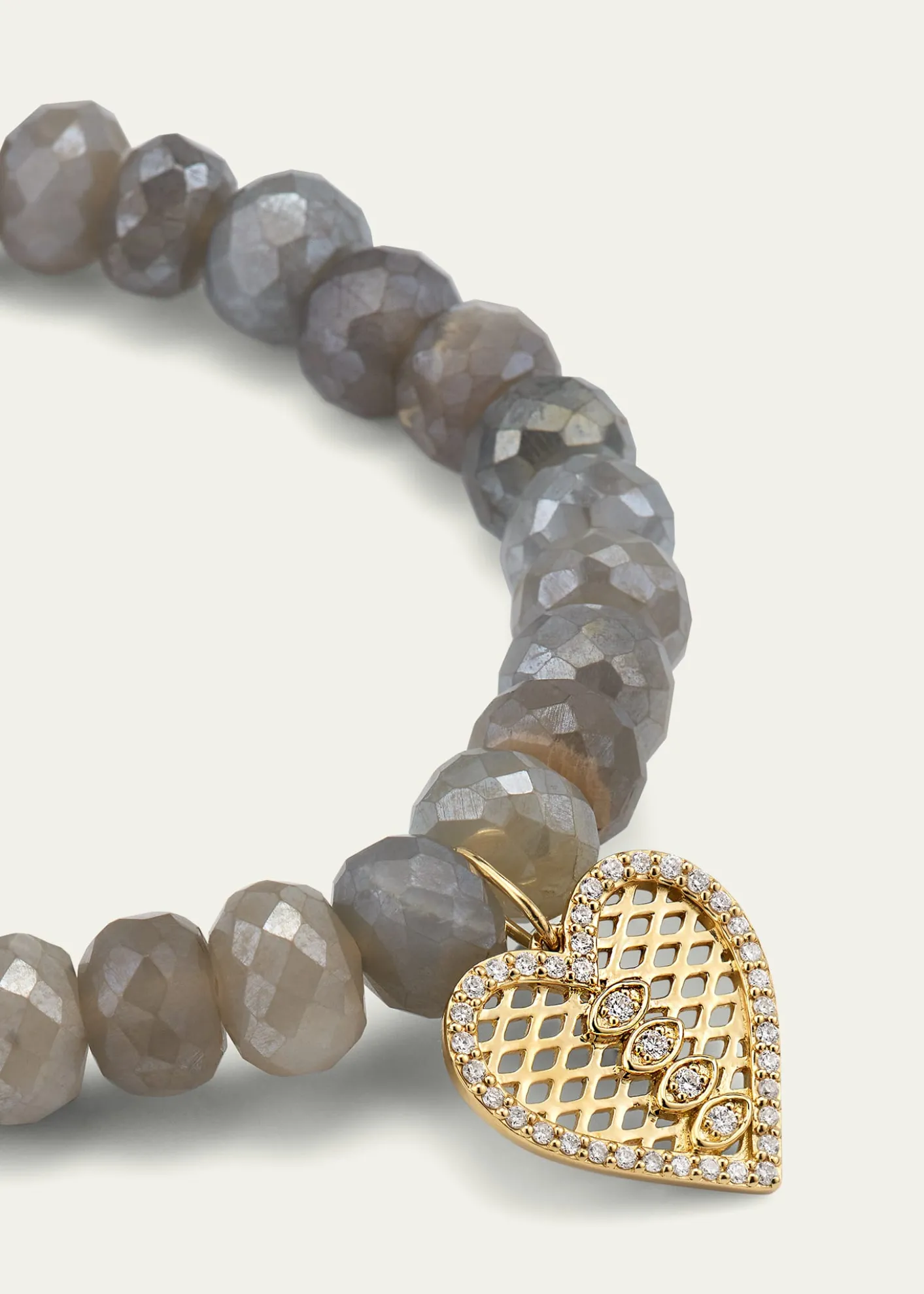 Sydney EvanMoonstone Bead & Diamond Marquise Eye Heart Charm Bracelet