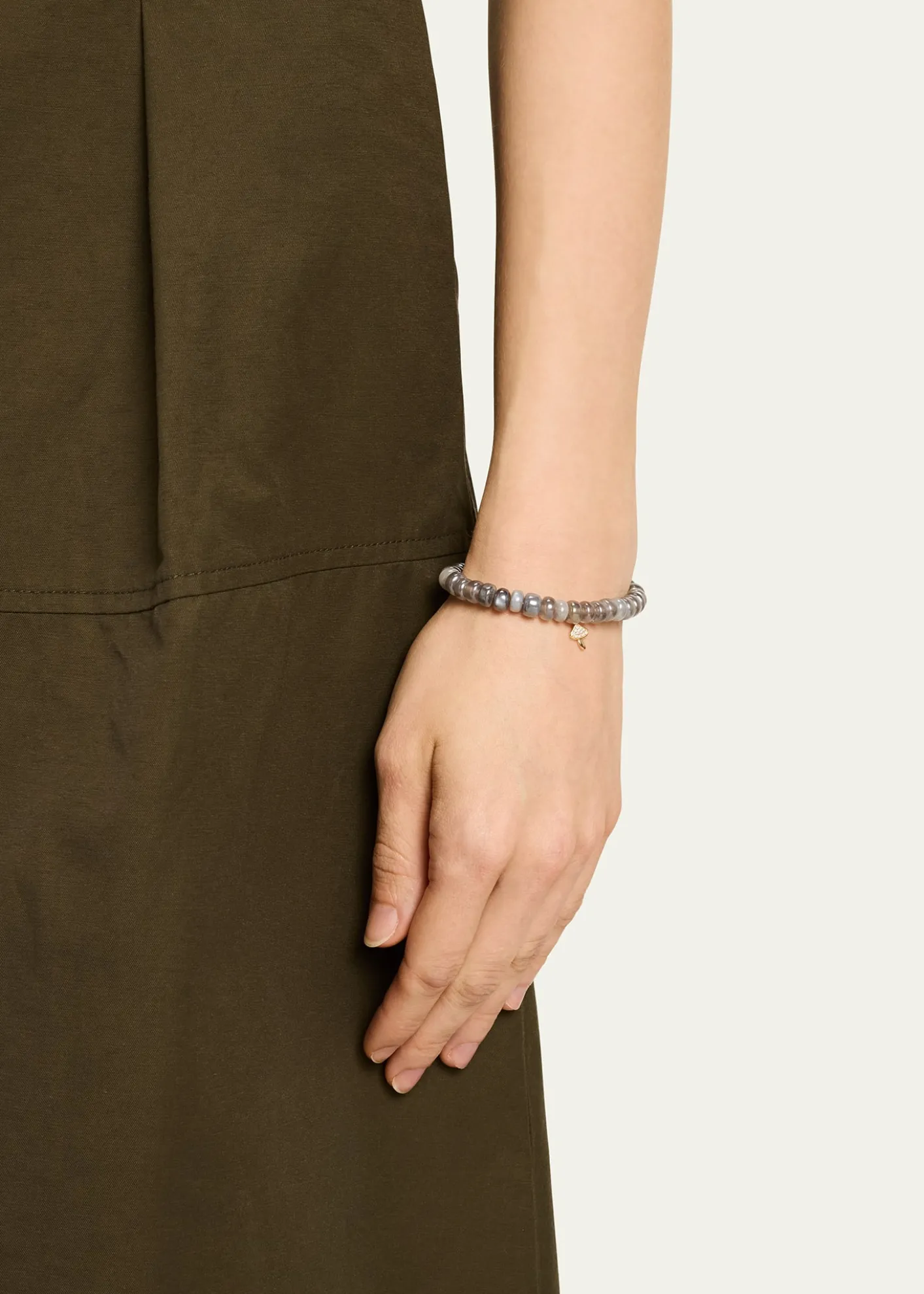 Sydney EvanMystic Grey Moonstone and Diamond Mushroom Charm Bracelet