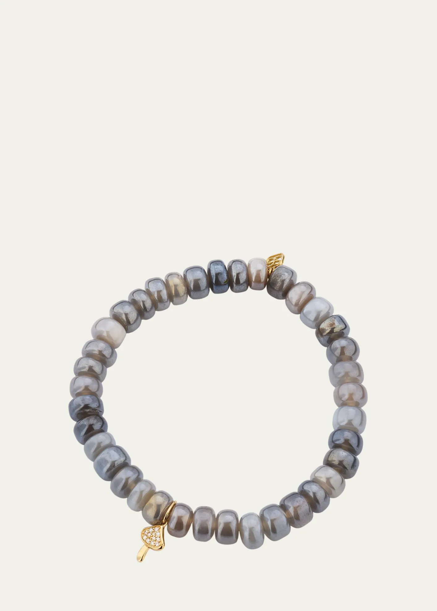 Sydney EvanMystic Grey Moonstone and Diamond Mushroom Charm Bracelet