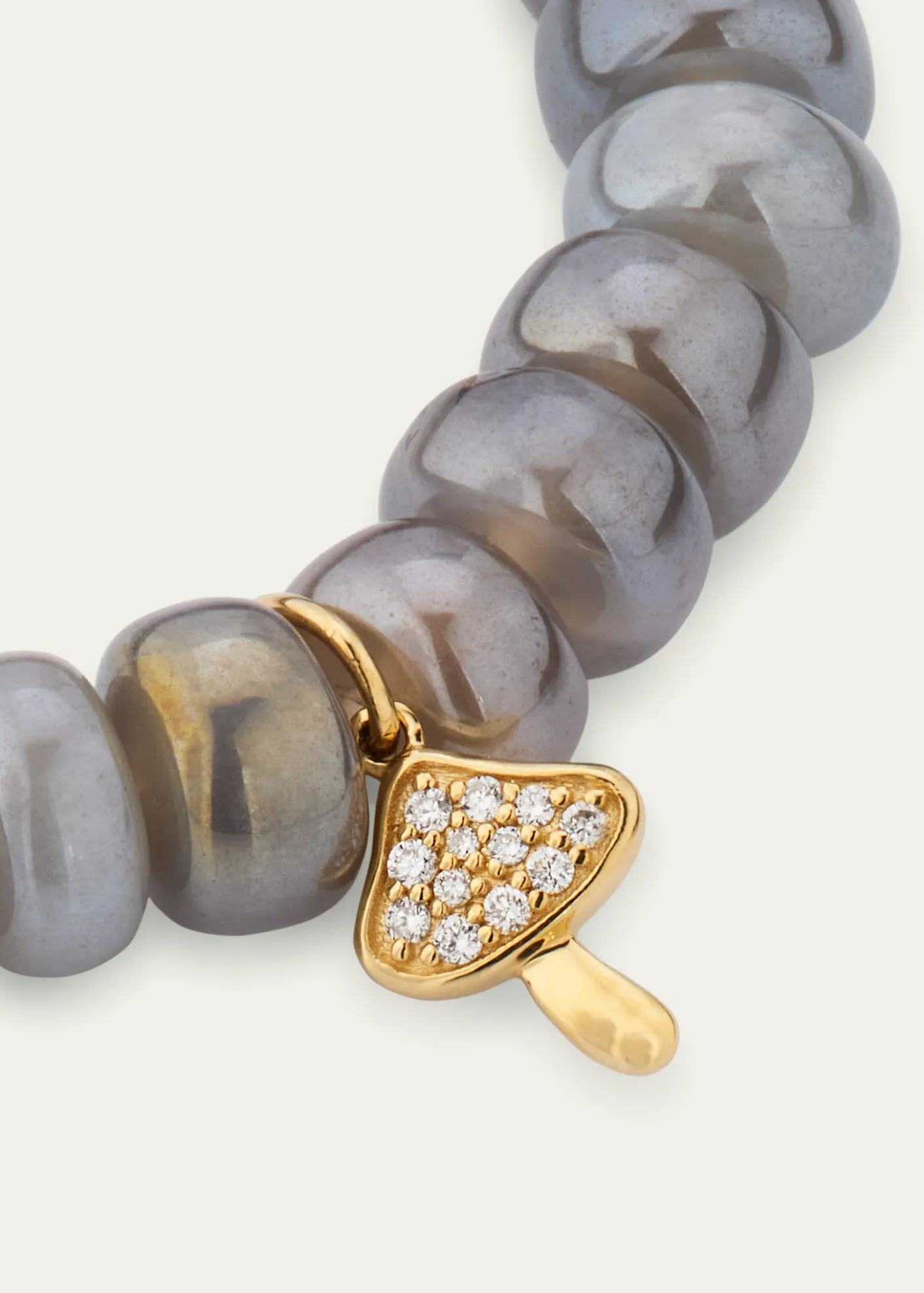 Sydney EvanMystic Grey Moonstone and Diamond Mushroom Charm Bracelet