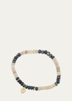 Sydney EvanOpal and 14K Gold Tiny Pure Heart Charm Bracelet