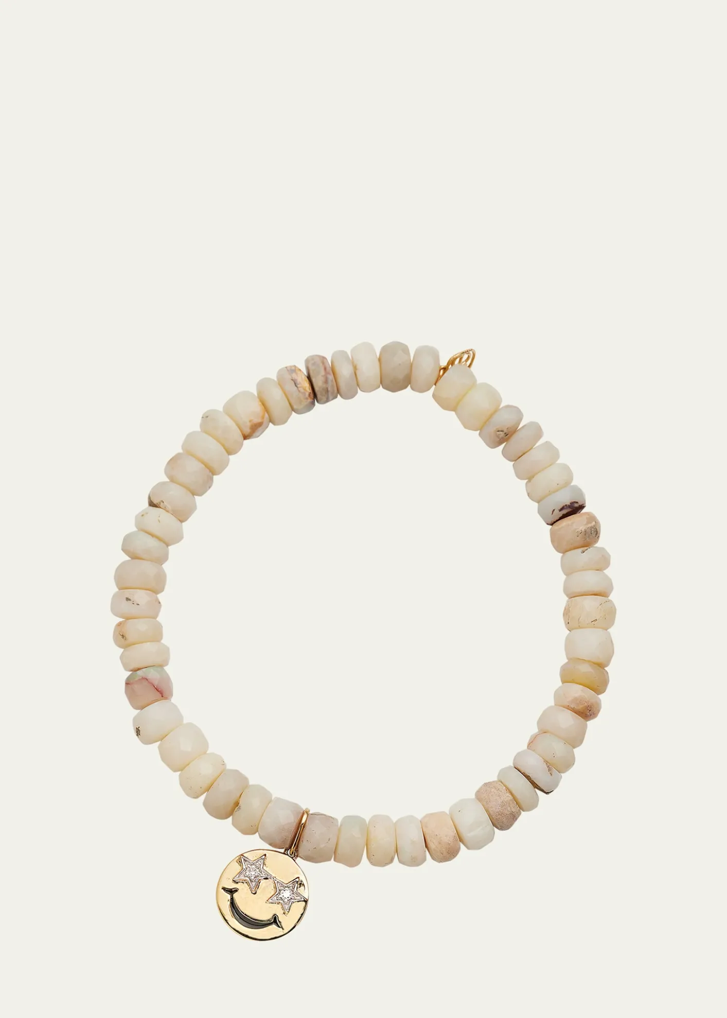 Sydney EvanOpal Beaded Bracelet with 14K Gold Diamond Happy Face Charm