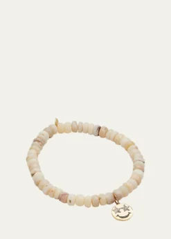 Sydney EvanOpal Beaded Bracelet with 14K Gold Diamond Happy Face Charm