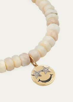 Sydney EvanOpal Beaded Bracelet with 14K Gold Diamond Happy Face Charm